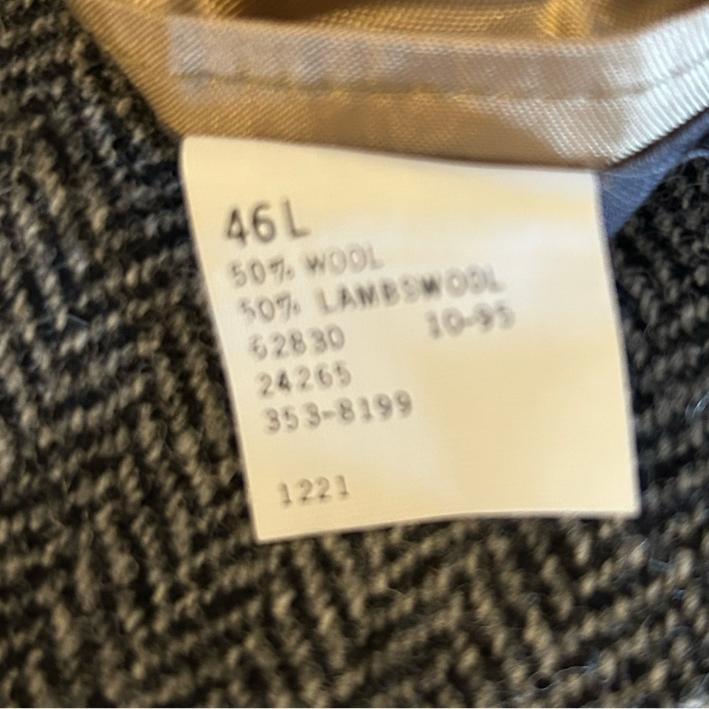 Lands' End Vintage Tweed Herringbone Brown Tan Coat Wool Blazer 46L - 2 Button - Picture 6 of 8